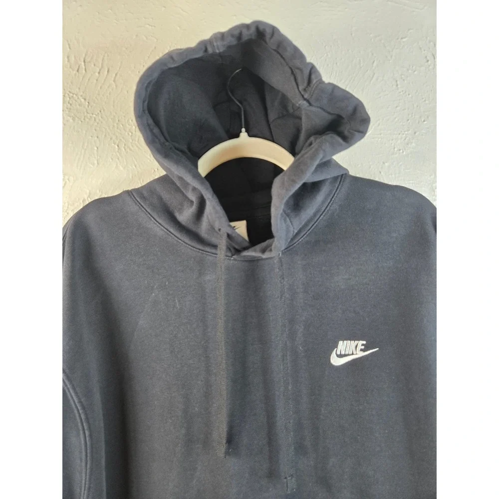 Nike Hoodie Mens XL Black Pullover Embroidered Logo Sportswear Fleece Sweatshirt